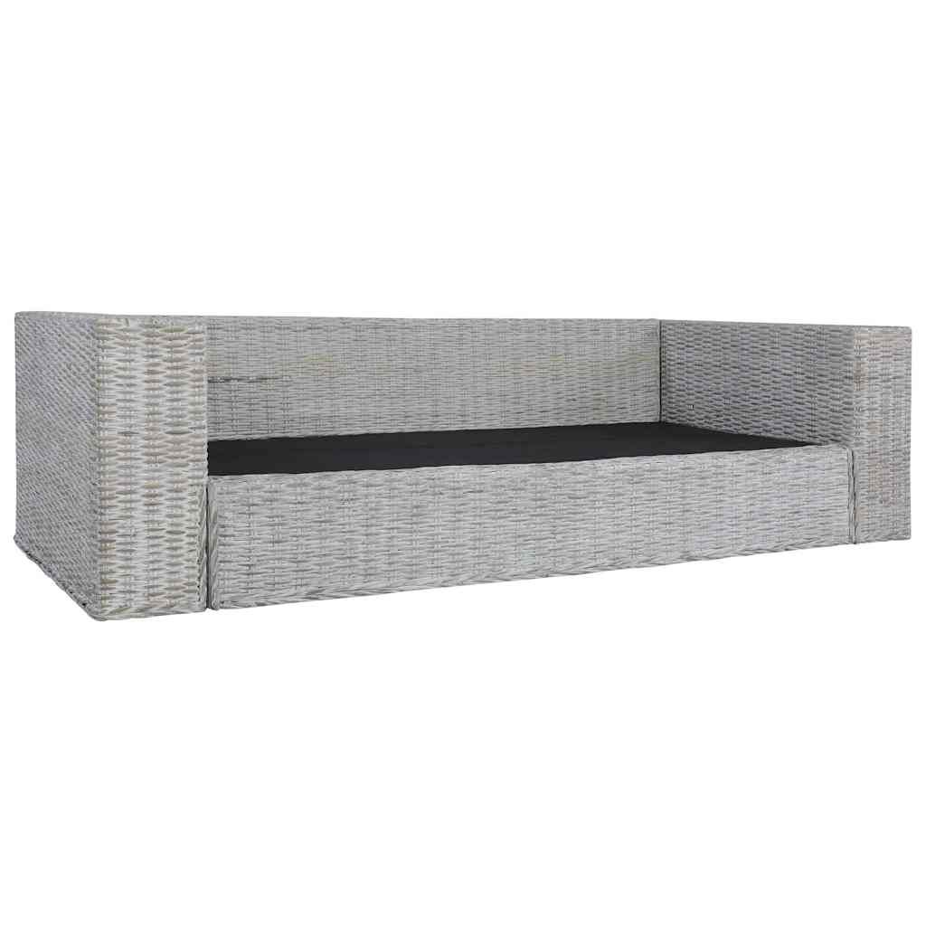 Divano a 3 Posti con Cuscini Grigio in Rattan Naturale vidaXL