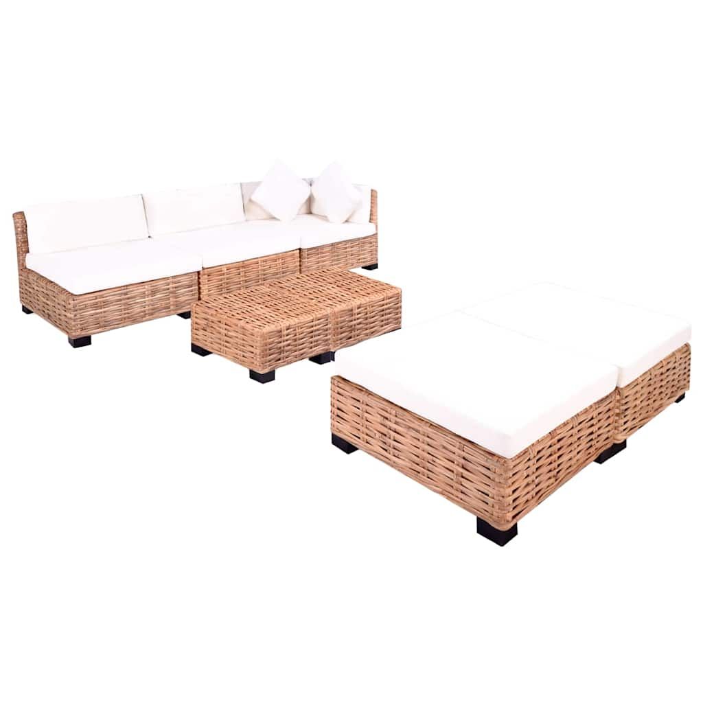 Set Divano 18 pz in Rattan Naturale vidaXL