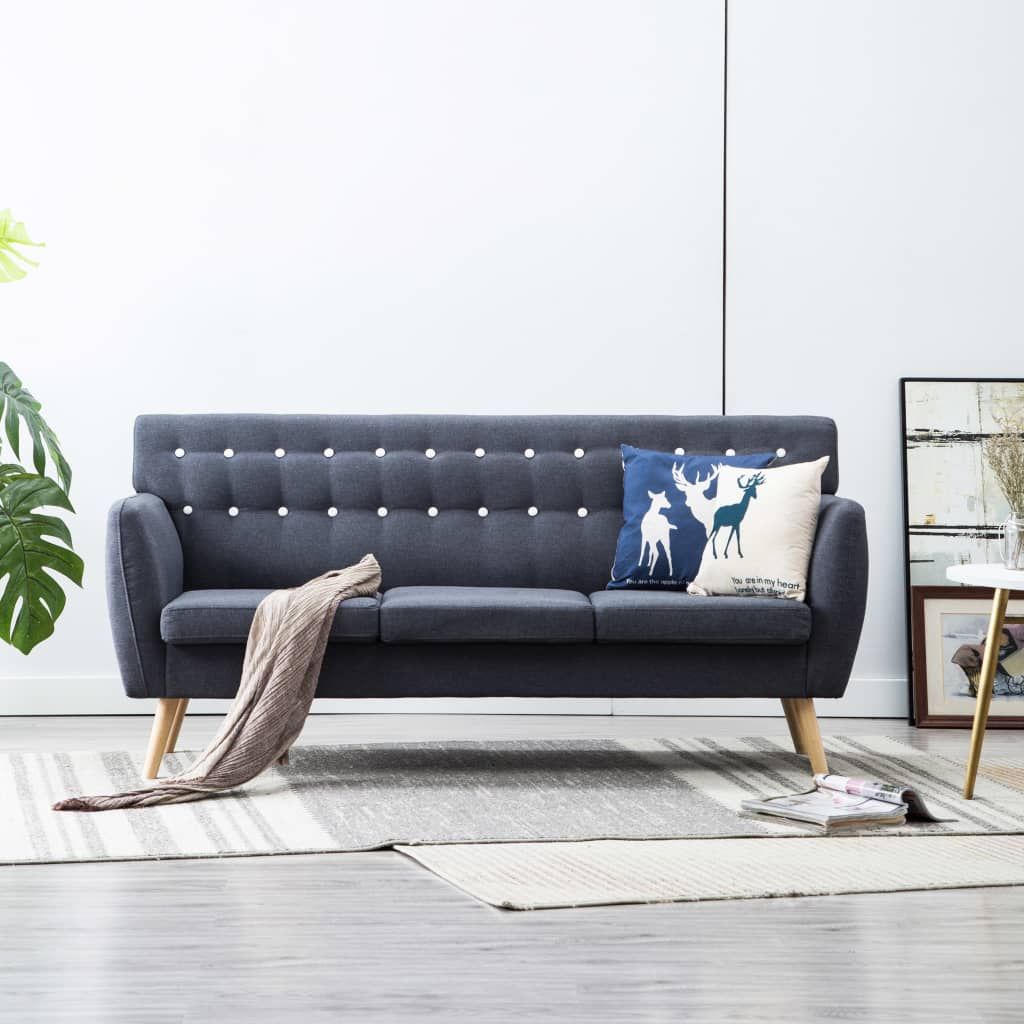 Divano a 3 Posti Rivestito in Tessuto 172x70x82 cm Grigio Scuro vidaXL