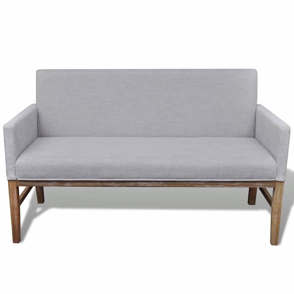 Panca con Cuscino Imbottito Tessuto Legno Hevea Grigio Chiaro vidaXL