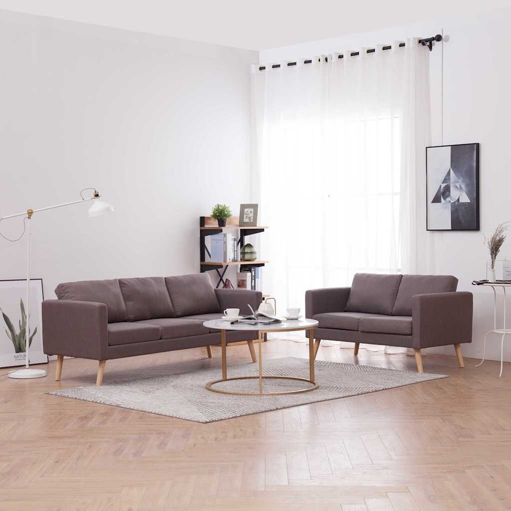 Set Divani 2 pz in Tessuto Tortora vidaXL