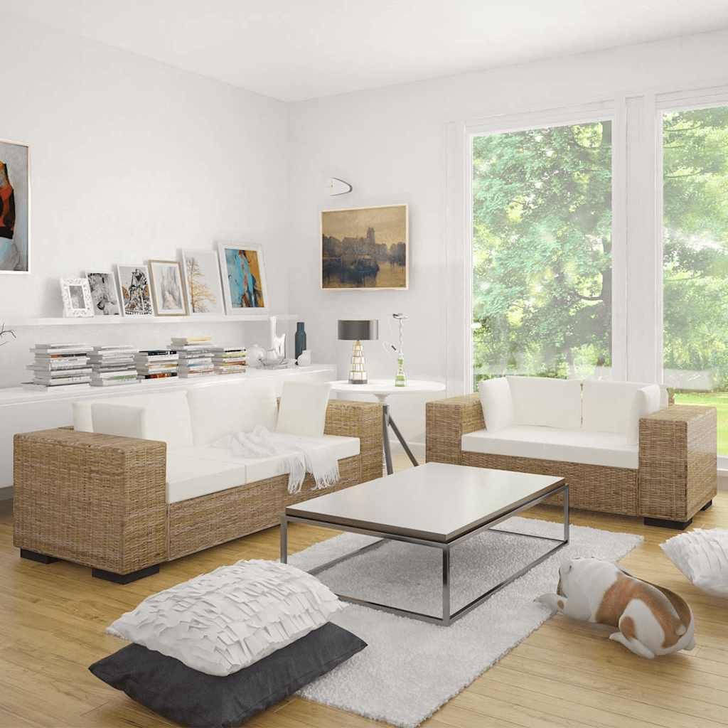 Set Divani a 2 Posti e 3 Posti in Vero Rattan vidaXL