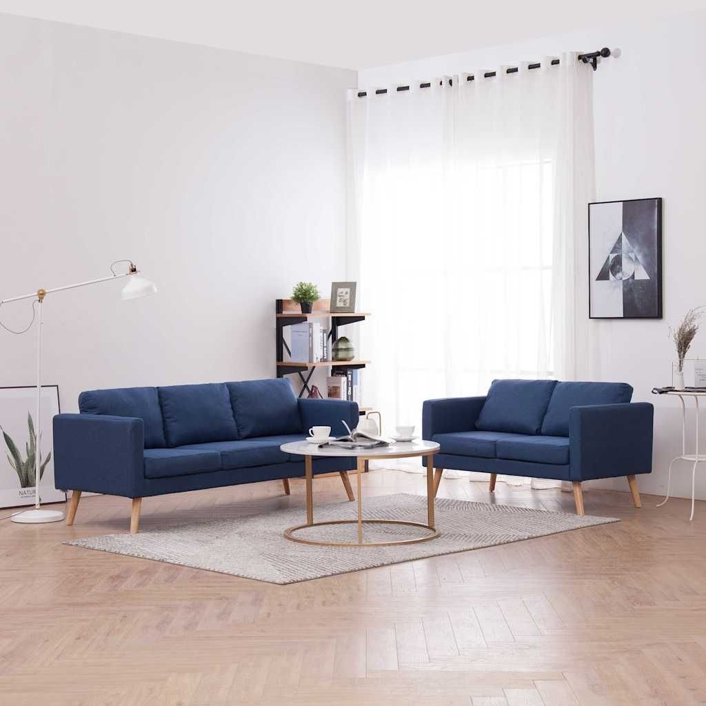 Set Divani 2 pz in Tessuto Blu vidaXL