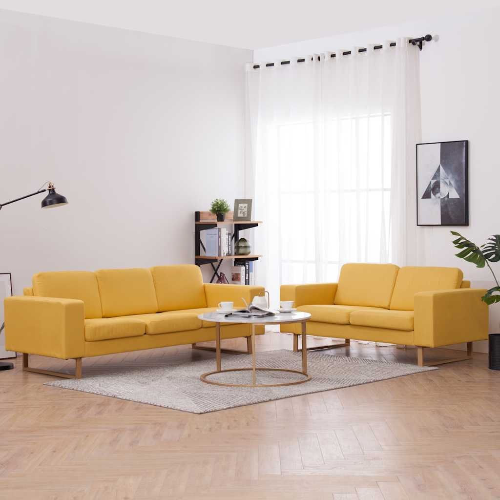 Set Divani 2 pz in Tessuto Giallo vidaXL