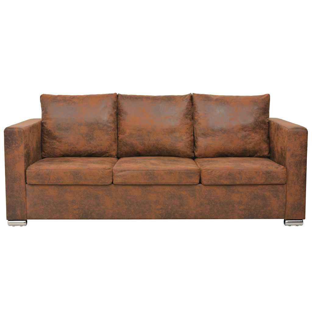 Divano a 3 Posti 191x73x82 cm in Pelle Scamosciata Artificiale vidaXL