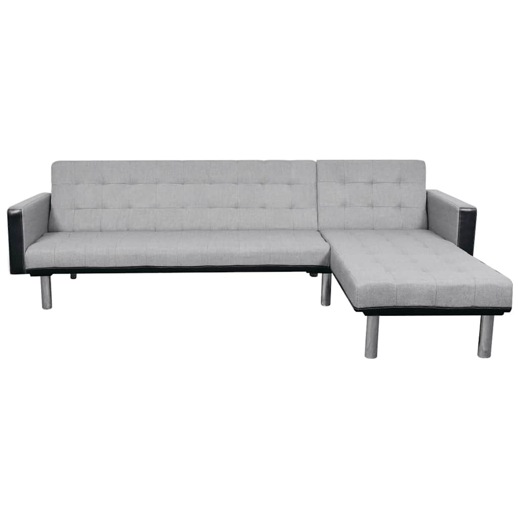Divano letto a L in tessuto nero e grigio vidaXL
