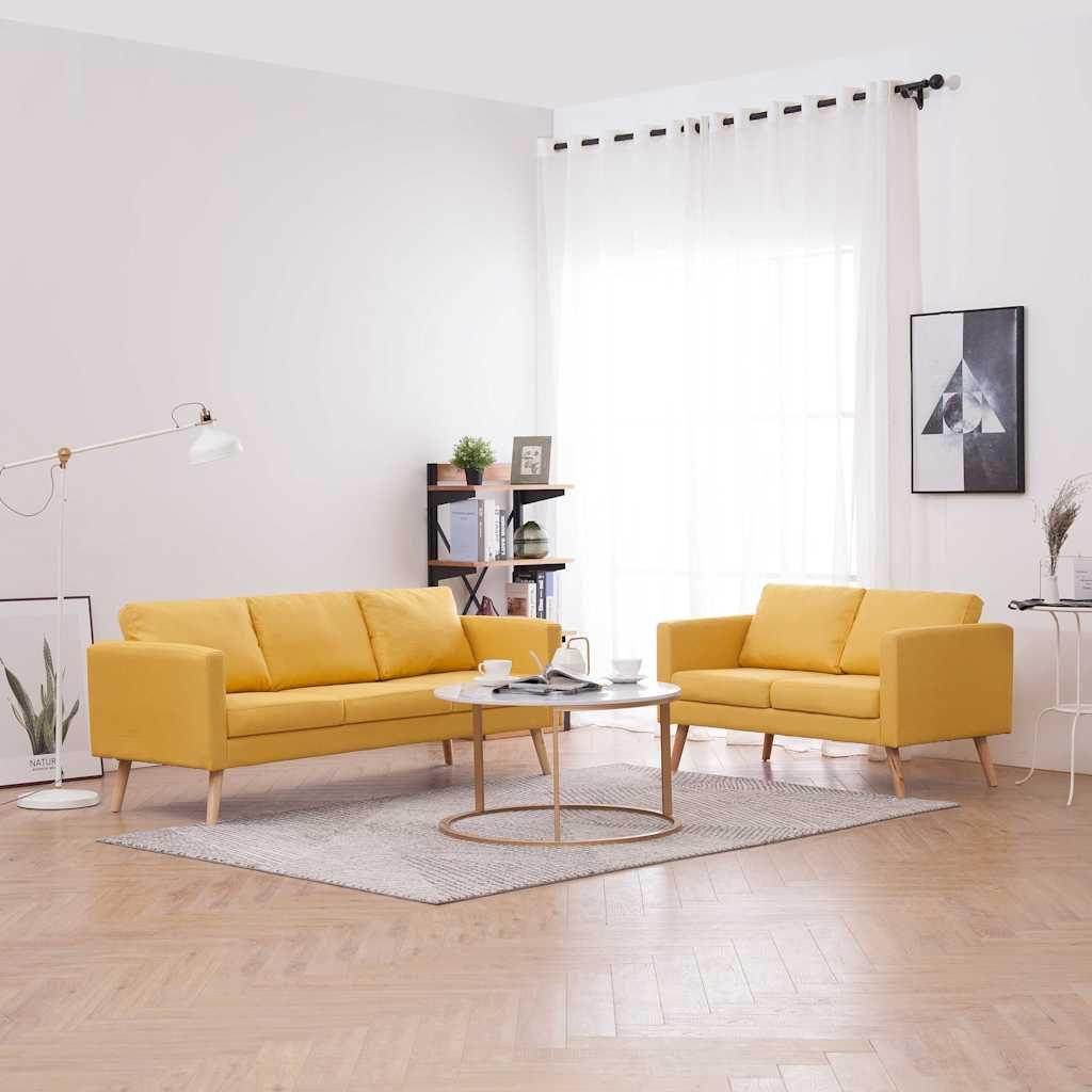 Set Divani 2 pz in Tessuto Giallo vidaXL