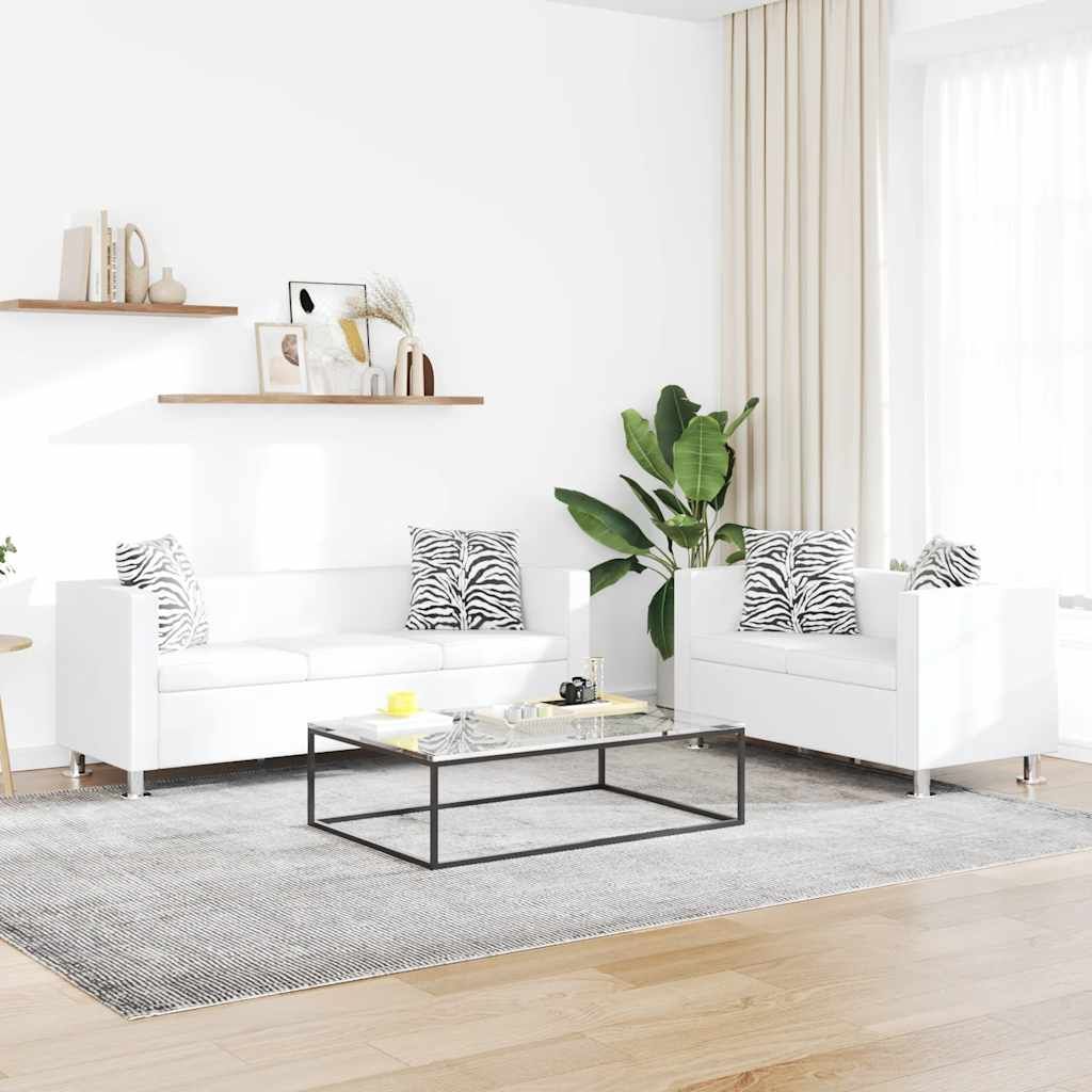 Set Divani a 2 e a 3 Posti in Similpelle Bianco vidaXL