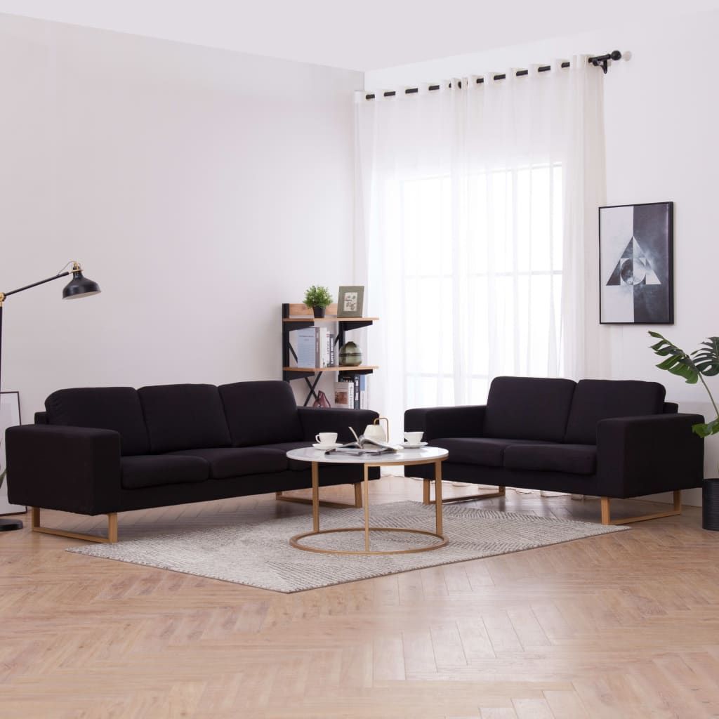 Set Divani 2 pz in Tessuto Nero vidaXL