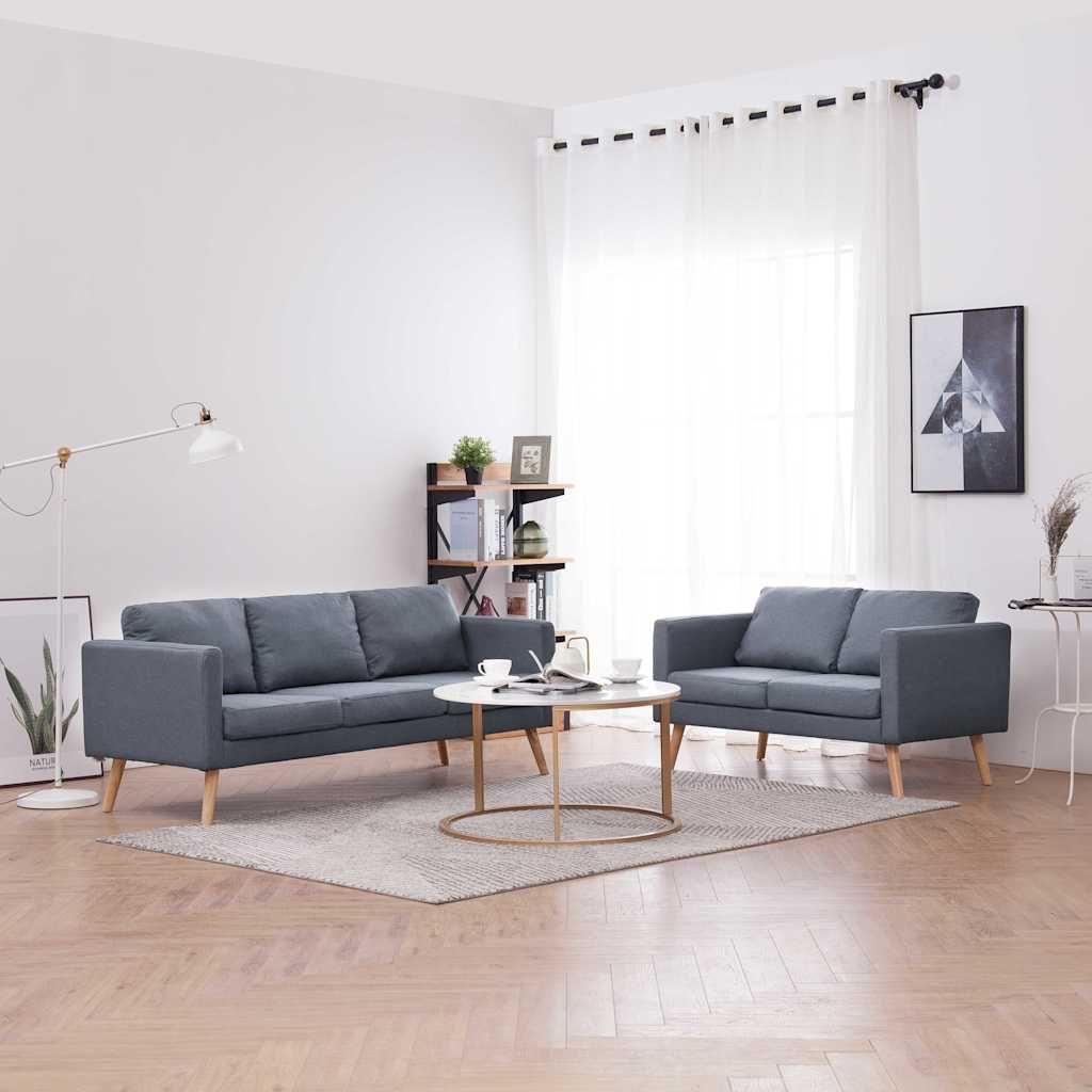 Set Divani a 2 e a 3 Posti in Tessuto Grigio Scuro vidaXL