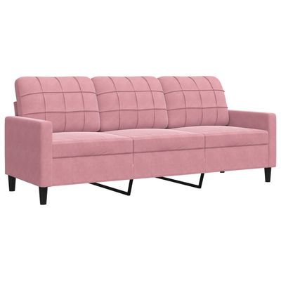 Divano a 3 Posti rosa 180 cm in Velluto vidaXL