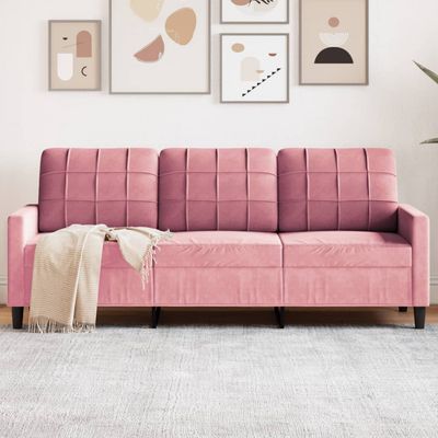 Divano a 3 Posti rosa 180 cm in Velluto vidaXL