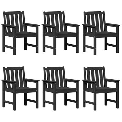 Sedia da Giardino 6 pcs Nero 65.5 x 59 x 88 cm Polietilene vidaXL