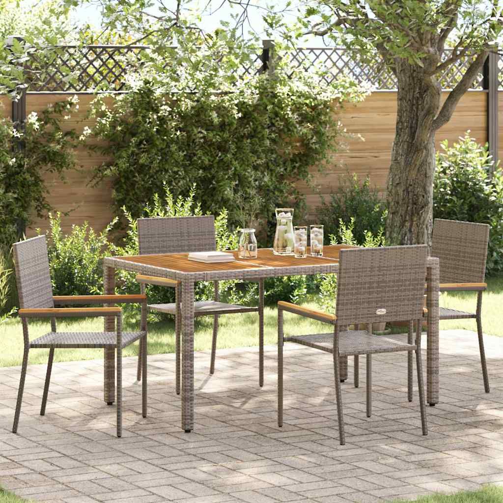 Set da Pranzo per Giardino 5 pcs Grigio polyrattan vidaXL