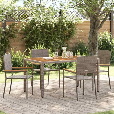 Set da Pranzo per Giardino 5 pcs Grigio polyrattan vidaXL