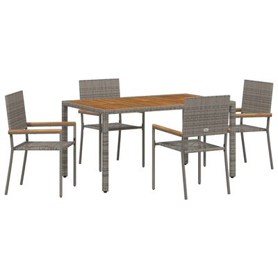 Set da Pranzo per Giardino 5 pcs Grigio polyrattan vidaXL