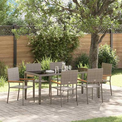 Set da Pranzo per Giardino 7 pcs Grigio polyrattan vidaXL