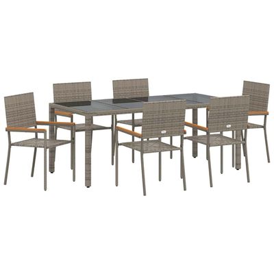 Set da Pranzo per Giardino 7 pcs Grigio polyrattan vidaXL