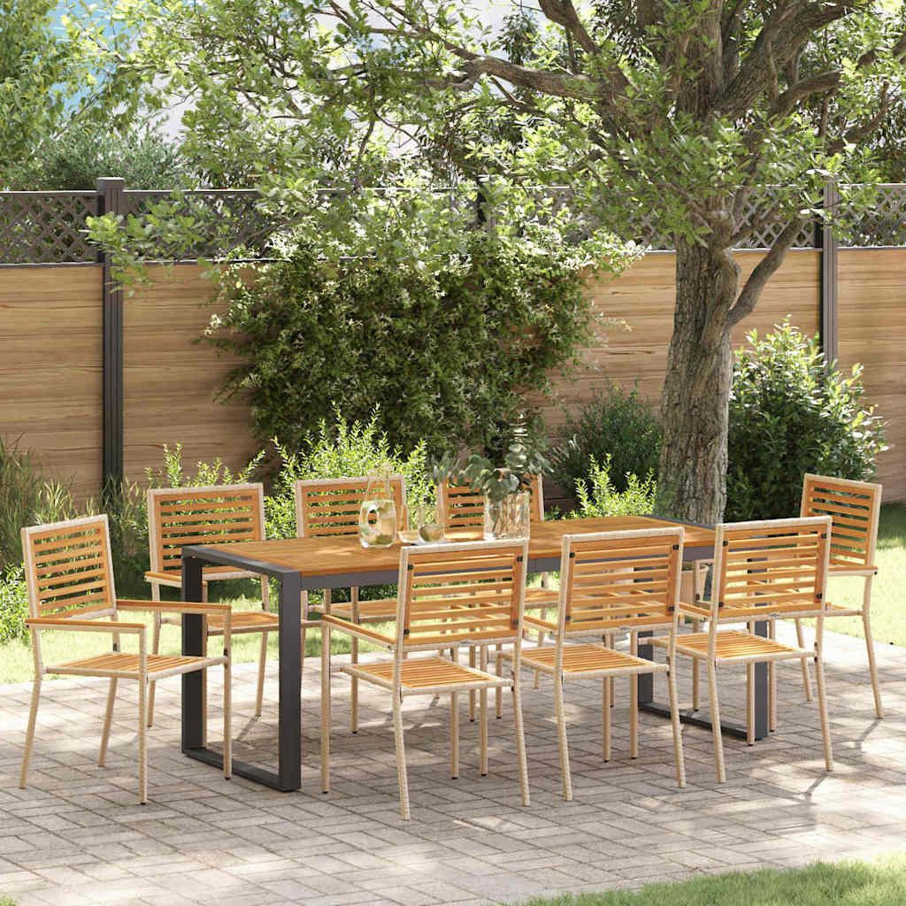 Set da Pranzo per Giardino 9 pcs Beige e Marrone polyrattan vidaXL