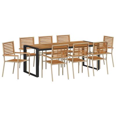 Set da Pranzo per Giardino 9 pcs Beige e Marrone polyrattan vidaXL