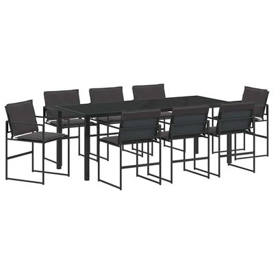Set da Pranzo per Giardino 9 pcs Nero 200 x 80 x 73 cm vidaXL