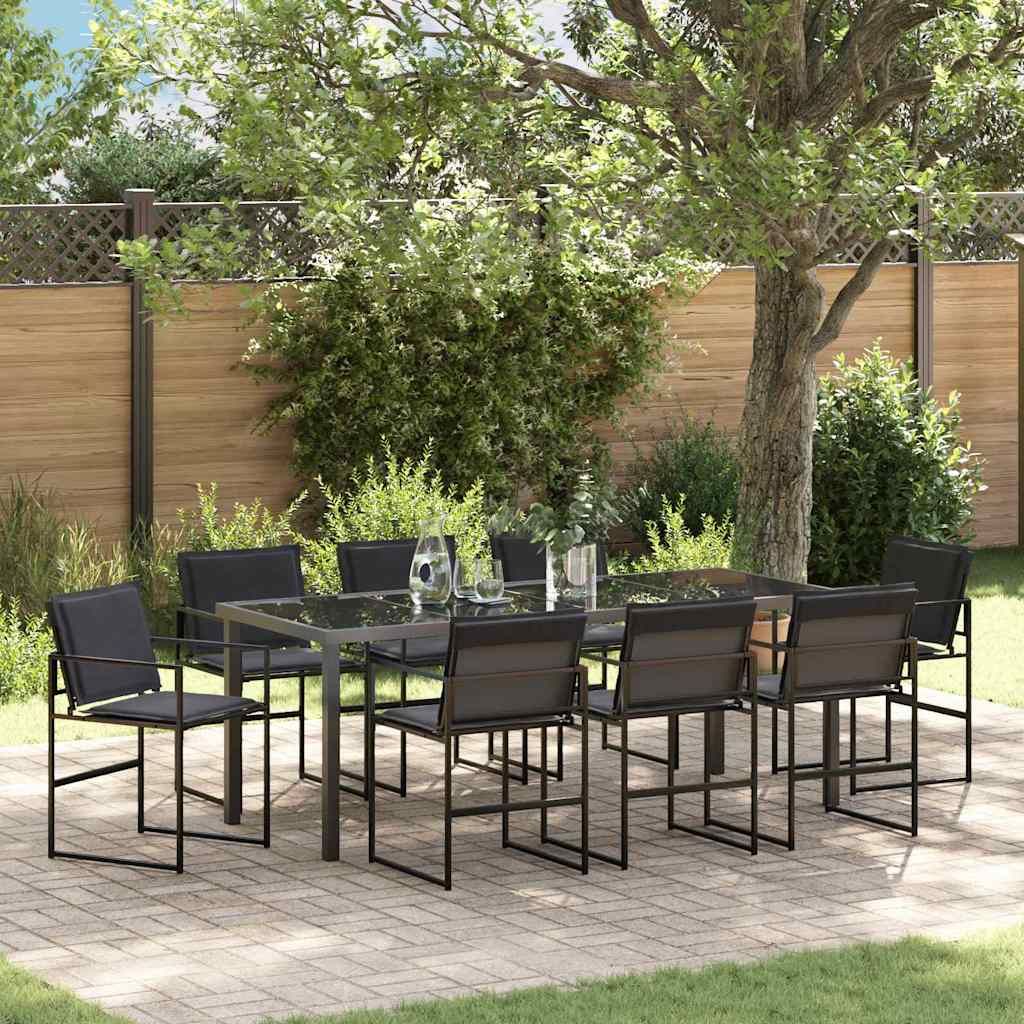 Set da Pranzo per Giardino 9 pcs Nero 200 x 80 x 73 cm vidaXL