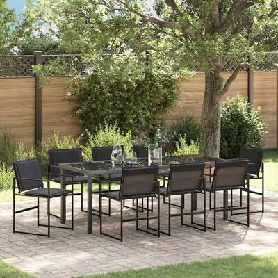 Set da Pranzo per Giardino 9 pcs Nero 200 x 80 x 73 cm vidaXL