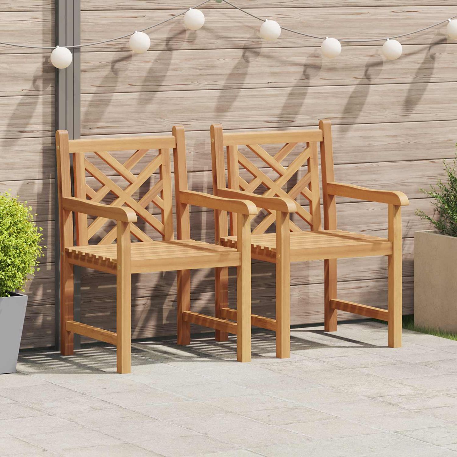 Sedia da Giardino 2 pcs 60 x 58 x 90 cm Legno di teak solido vidaXL