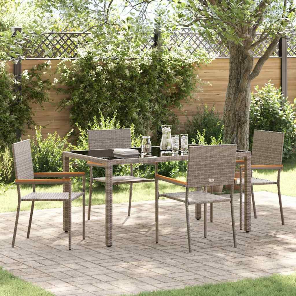 Set da Pranzo per Giardino 5 pcs Grigio polyrattan vidaXL