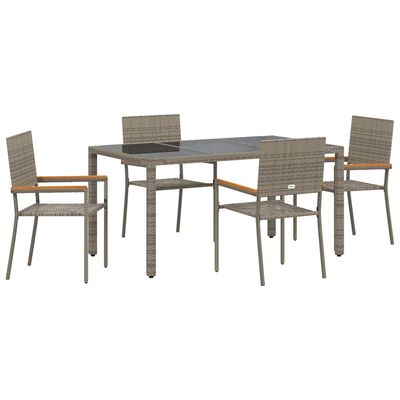Set da Pranzo per Giardino 5 pcs Grigio polyrattan vidaXL