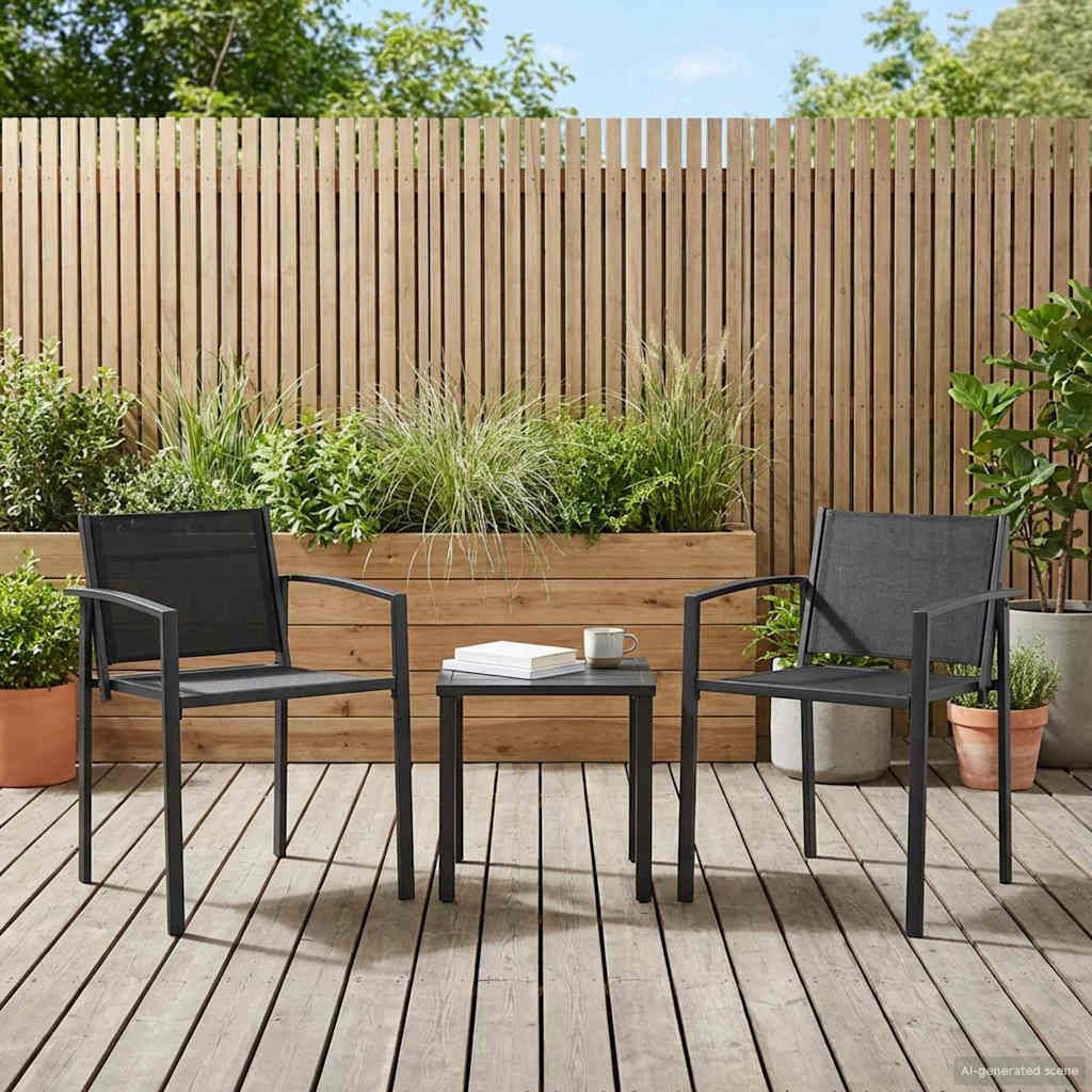 Sedie da giardino 2 pcs Nero e antracite 53,5 x 59 x 77 cm vidaXL