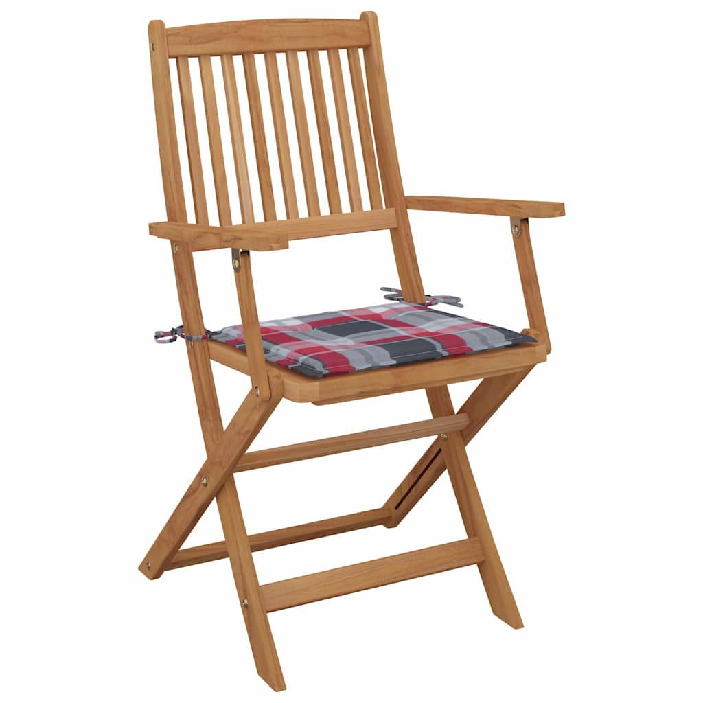 Sedie da Giardino Pieghevoli 6 pz con Cuscini Massello Acacia vidaXL