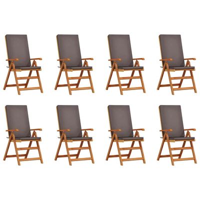 Sedia da Giardino 8 pcs Marrone e Grigio 57 x 71.5 x 104 cm vidaXL