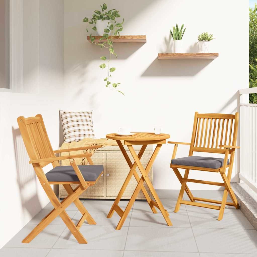 Sedia pieghevole 2 pcs Marrone Legno massello di acacia vidaXL