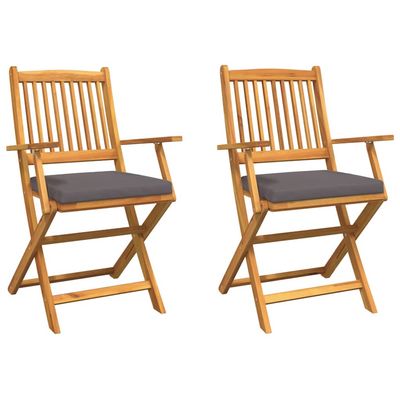 Sedia pieghevole 2 pcs Marrone Legno massello di acacia vidaXL