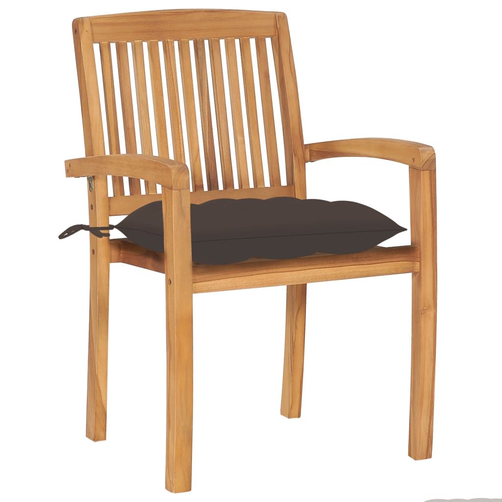 Sedie da Giardino 2 pz Cuscini Grigio Talpa in Teak Massello vidaXL