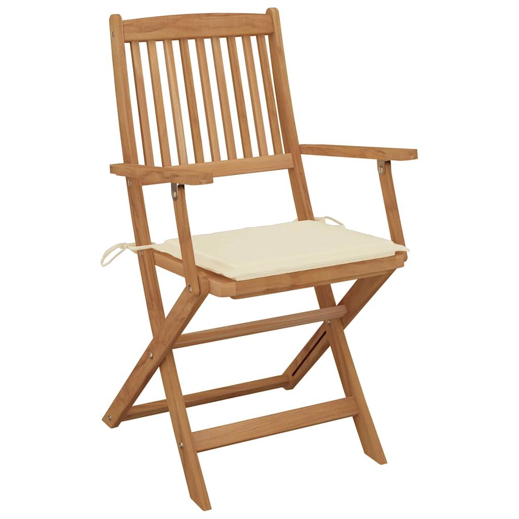 Sedie da Giardino Pieghevoli 4 pz con Cuscini Massello Acacia vidaXL