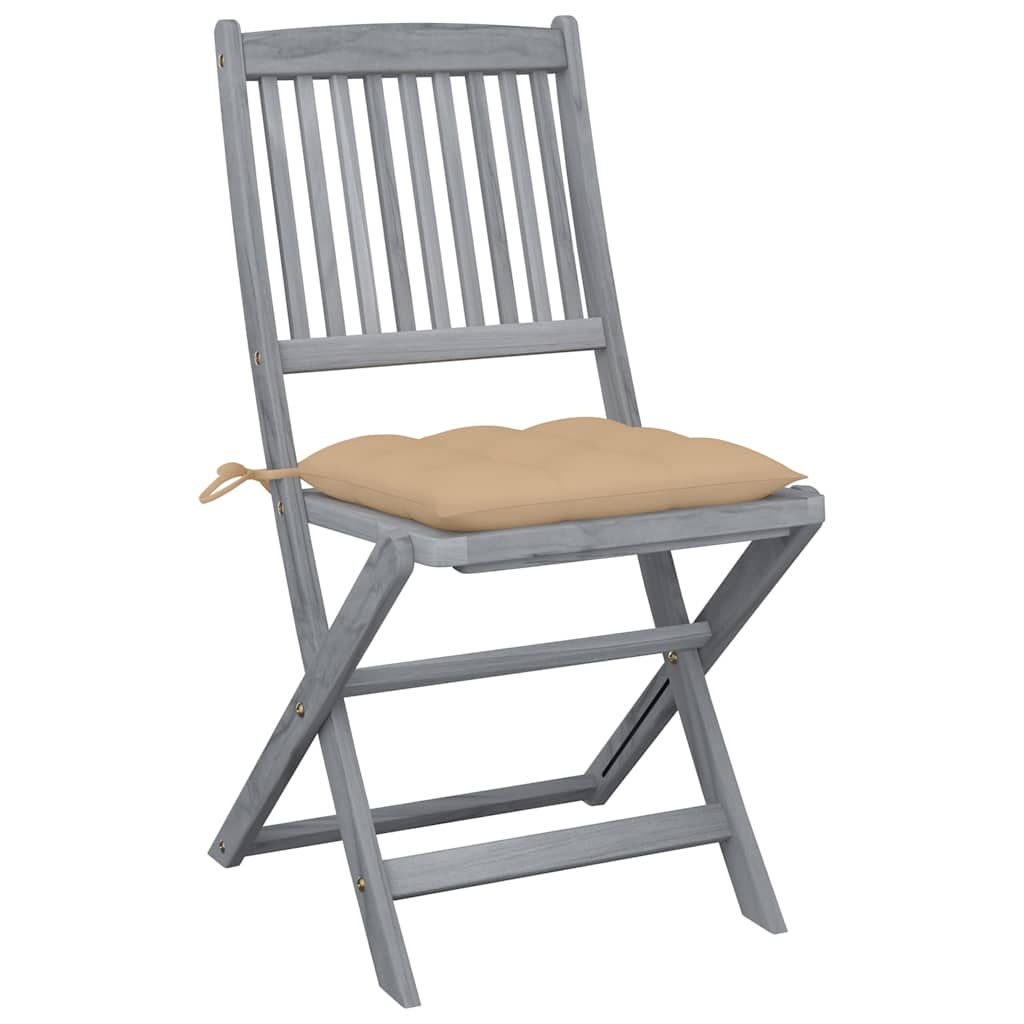 Sedie da Giardino Pieghevoli 2pz con Cuscini in Massello Acacia vidaXL