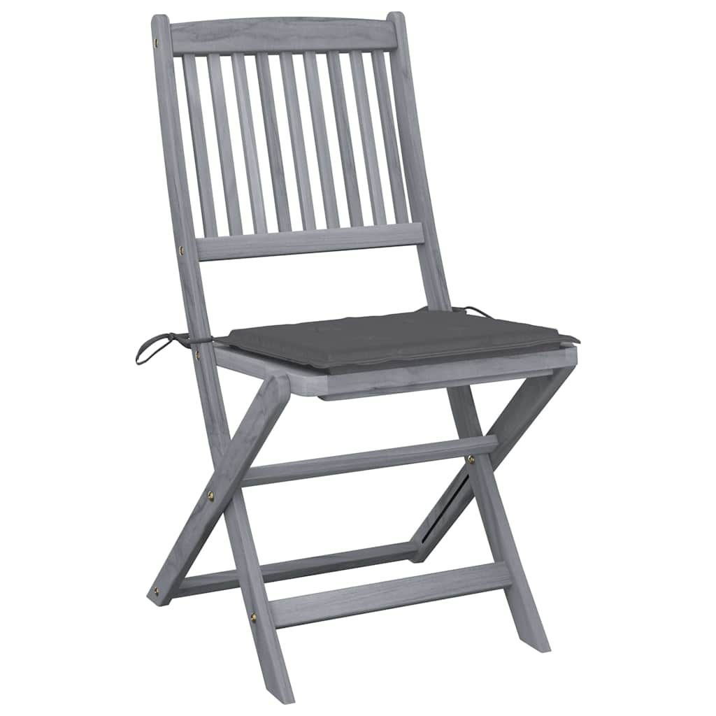 Sedie da Giardino Pieghevoli 4pz con Cuscini in Massello Acacia vidaXL