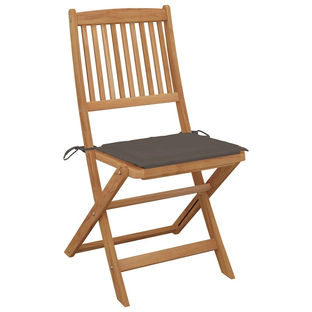 Sedie da Giardino Pieghevoli 2 pz con Cuscini Massello Acacia vidaXL
