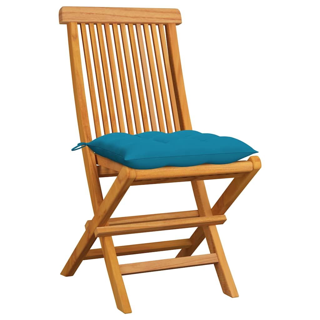 Sedie da Giardino con Cuscini Azzurri 6 pz in Massello di Teak vidaXL