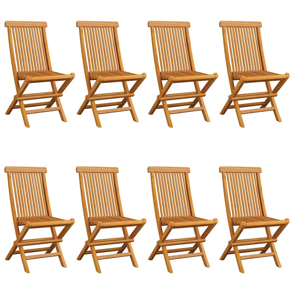 Sedie da Giardino con Cuscini Beige 8 pz in Massello di Teak vidaXL