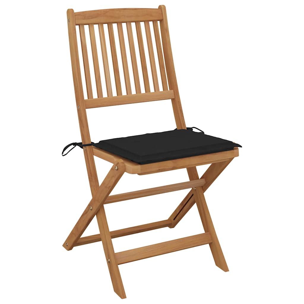 Sedie da Giardino Pieghevoli 4 pz con Cuscini Massello Acacia vidaXL