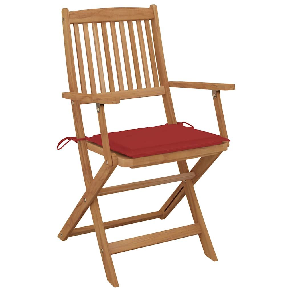 Sedie da Giardino Pieghevoli 2 pz con Cuscini Massello Acacia vidaXL