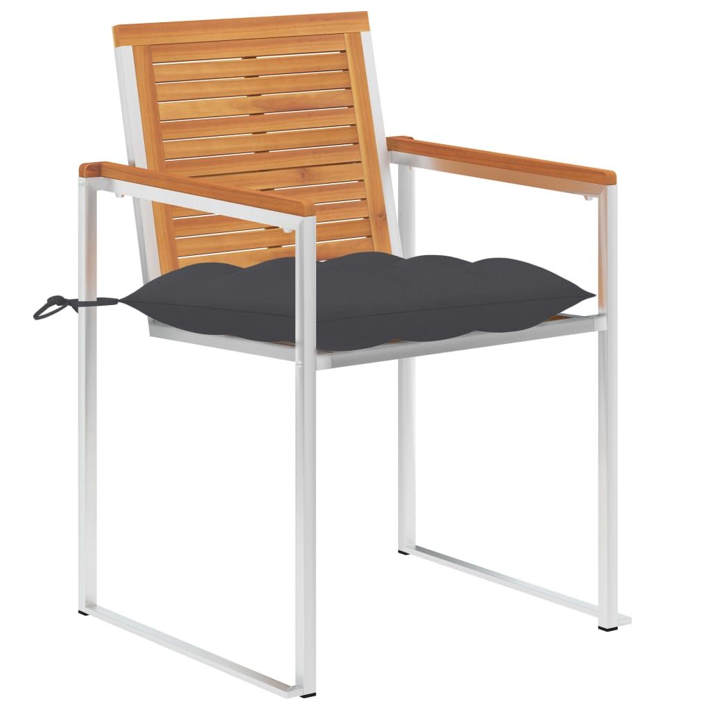 Sedie da Giardino 2 pz con Cuscini in Legno Acacia e Acciaio vidaXL