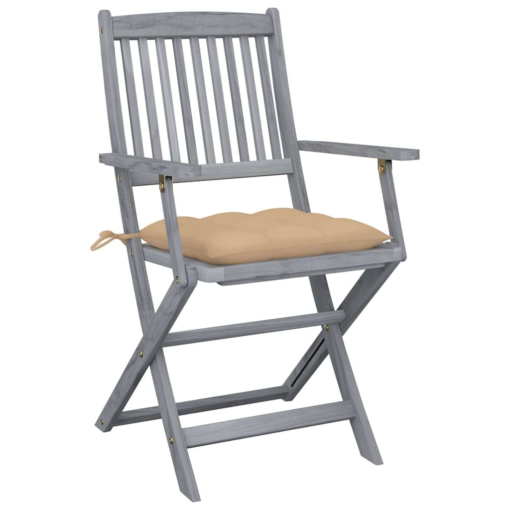 Sedie da Giardino Pieghevoli 2pz con Cuscini in Massello Acacia vidaXL