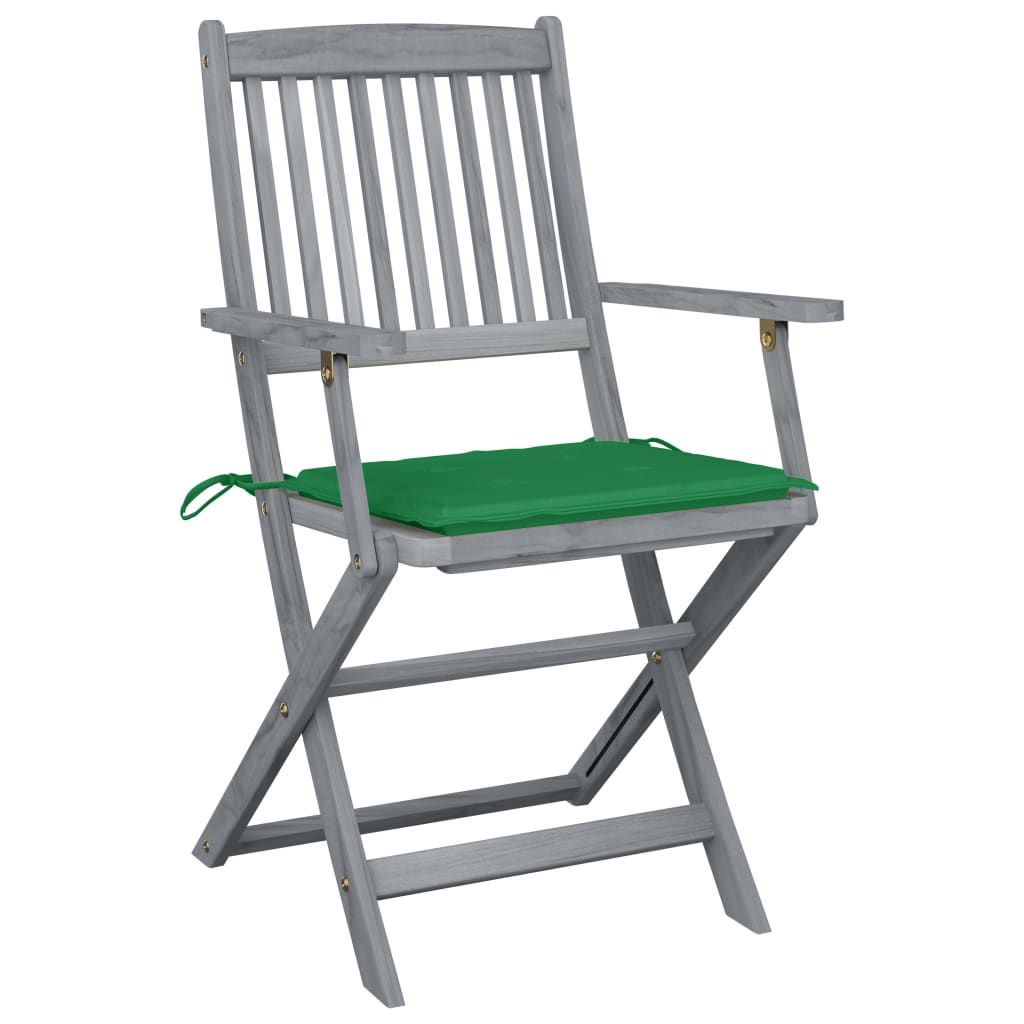 Sedie da Giardino Pieghevoli 2pz con Cuscini in Massello Acacia vidaXL