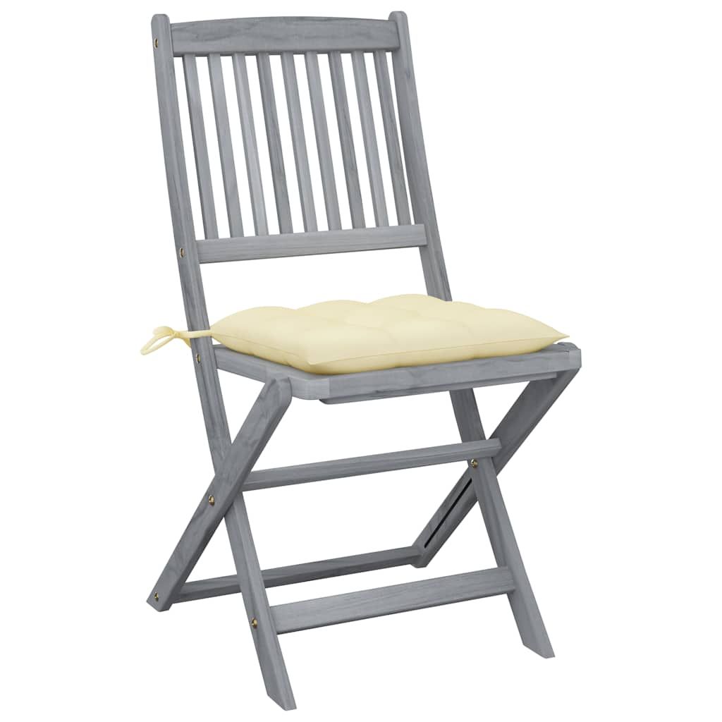 Sedie da Giardino Pieghevoli 4pz con Cuscini in Massello Acacia vidaXL