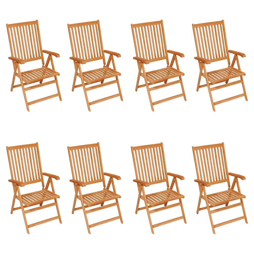 Sedie Reclinabili da Giardino con Cuscini 8 pz Massello di Teak vidaXL