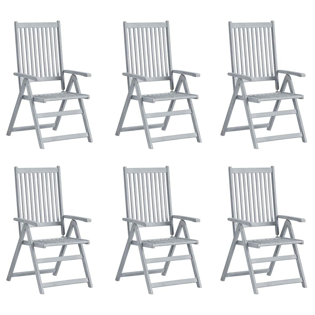 Sedie da Giardino Reclinabili 6 pz con Cuscini Massello Acacia vidaXL